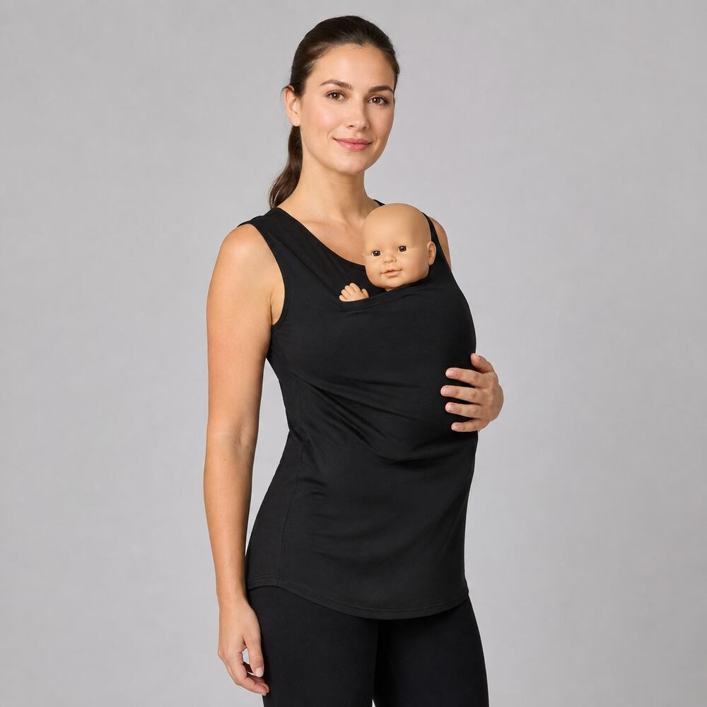 Lalabu Soothe Shirt Black Babywearing Carrier Tank Size Medium